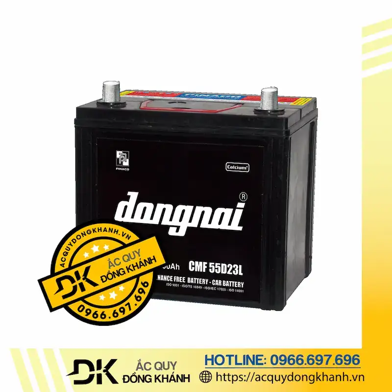 Thông số kỹ thuật chi tiết của ắc quy Đồng Nai CMF 55D23L 12V 60Ah