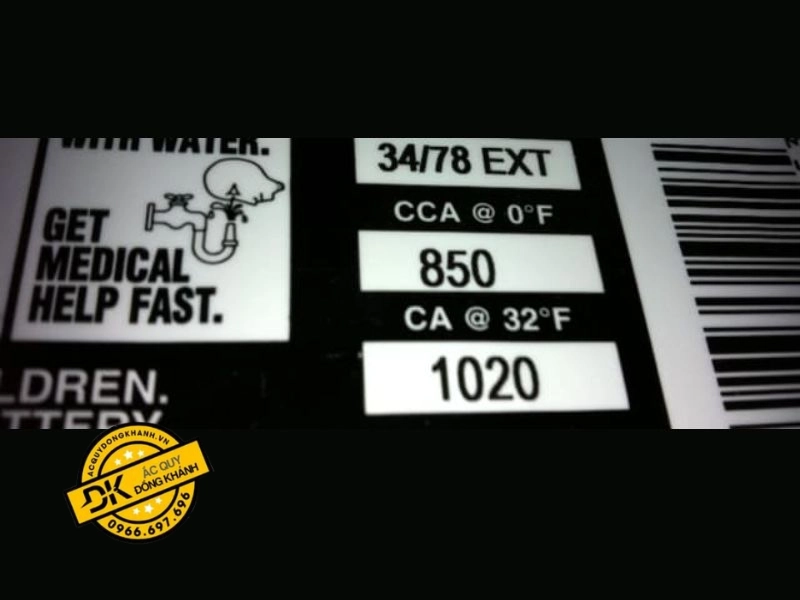 Chỉ số CCA của ắc quy thường được in rõ trên nhãn của ắc quy