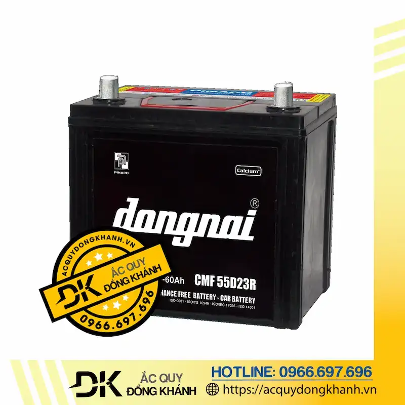 Thông số kỹ thuật nổi bật của ắc quy Đồng Nai 55D23R 12V 60Ah
