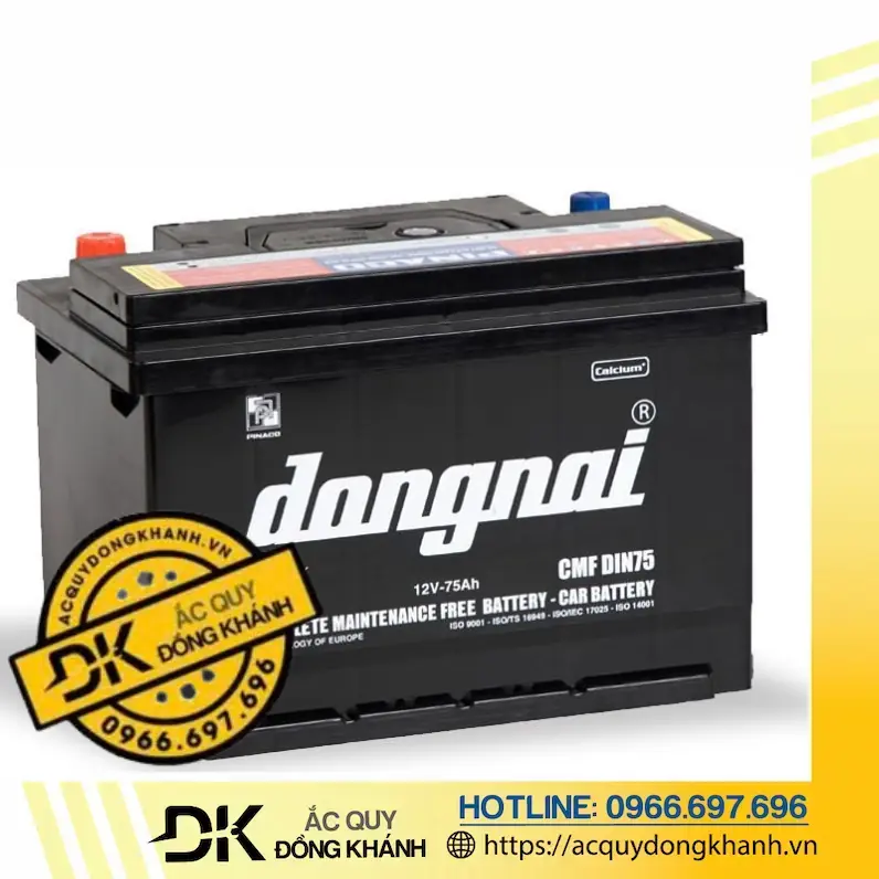 Thông số kỹ thuật của bình ắc quy Đồng Nai CMF DIN75 12V 75Ah