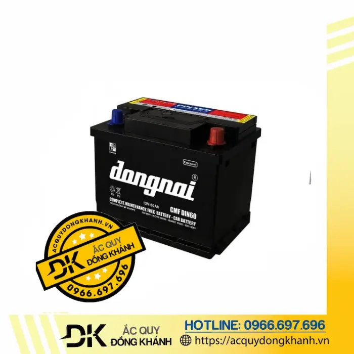 Thông số kỹ thuật chi tiết của Ắc quy Đồng Nai CMF DIN60 12V 60Ah